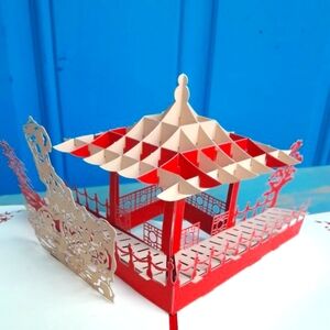 2 Pop Up Cards Blank 3D Origami Greeting Cards Japanese House Set of 2 New